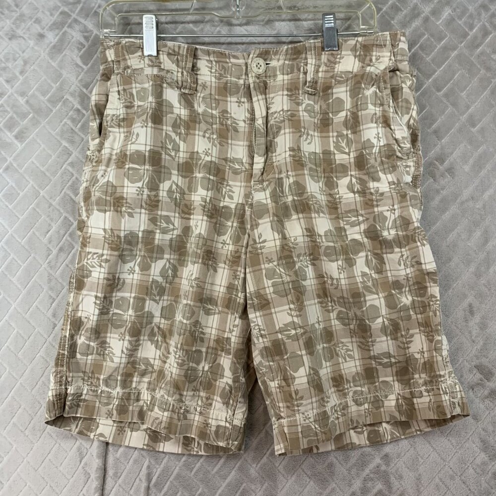 Urban Pipeline Mens 30 Chino Shorts Tan Brown Floral Plaid So Cal Skate Aloha